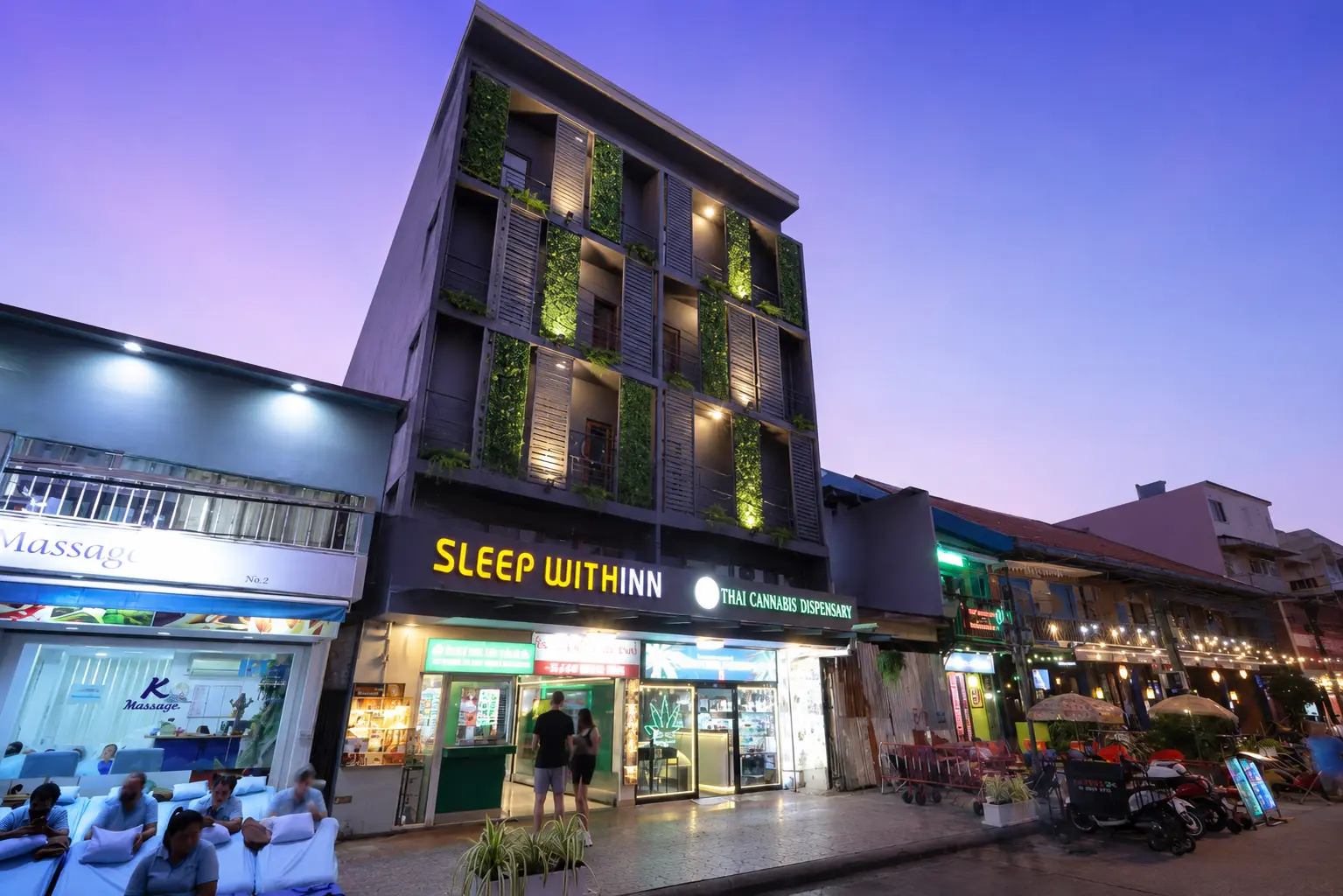 Sleep Withinn boutique hotel exterior on lively Rambuttri Road